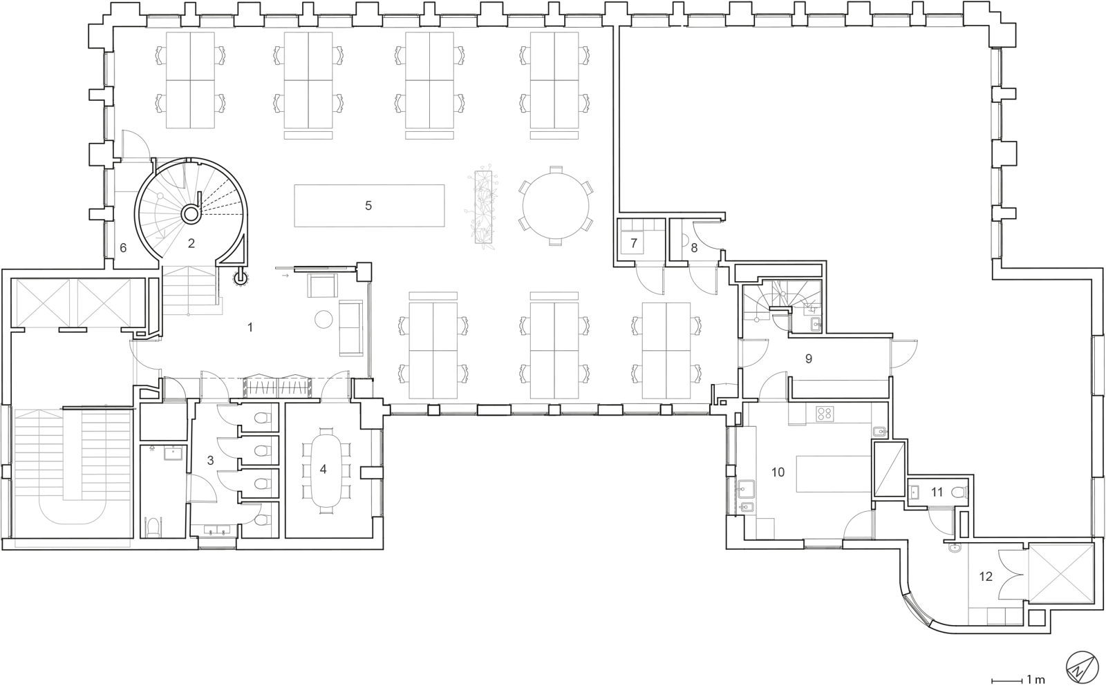 Plantegning av 11 etasje. Arkitekt tegning.