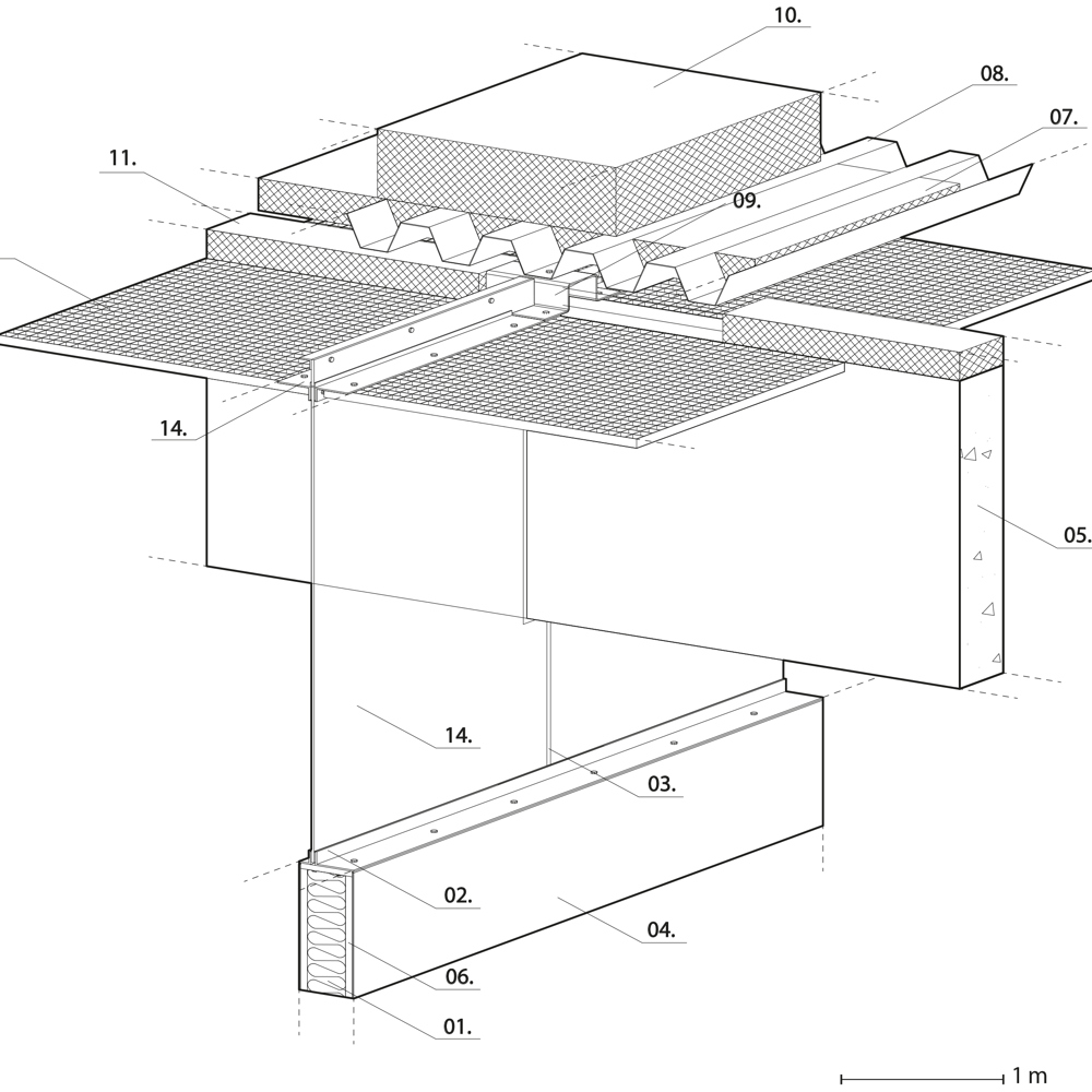 Aksonometrisk tegning av arkitekt detalj.