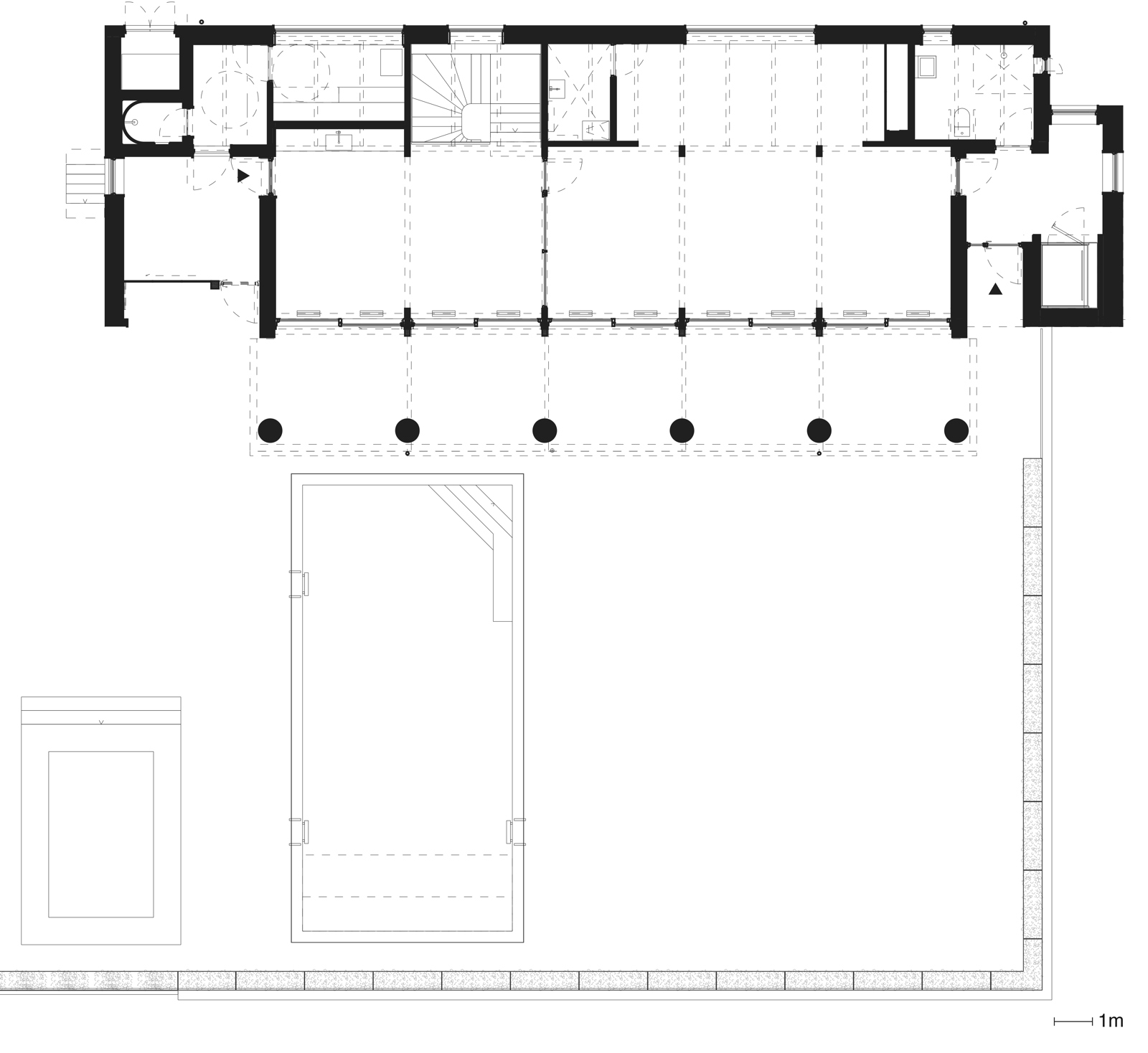 Plan av sportsbygg på resort, arkitekt tegning.