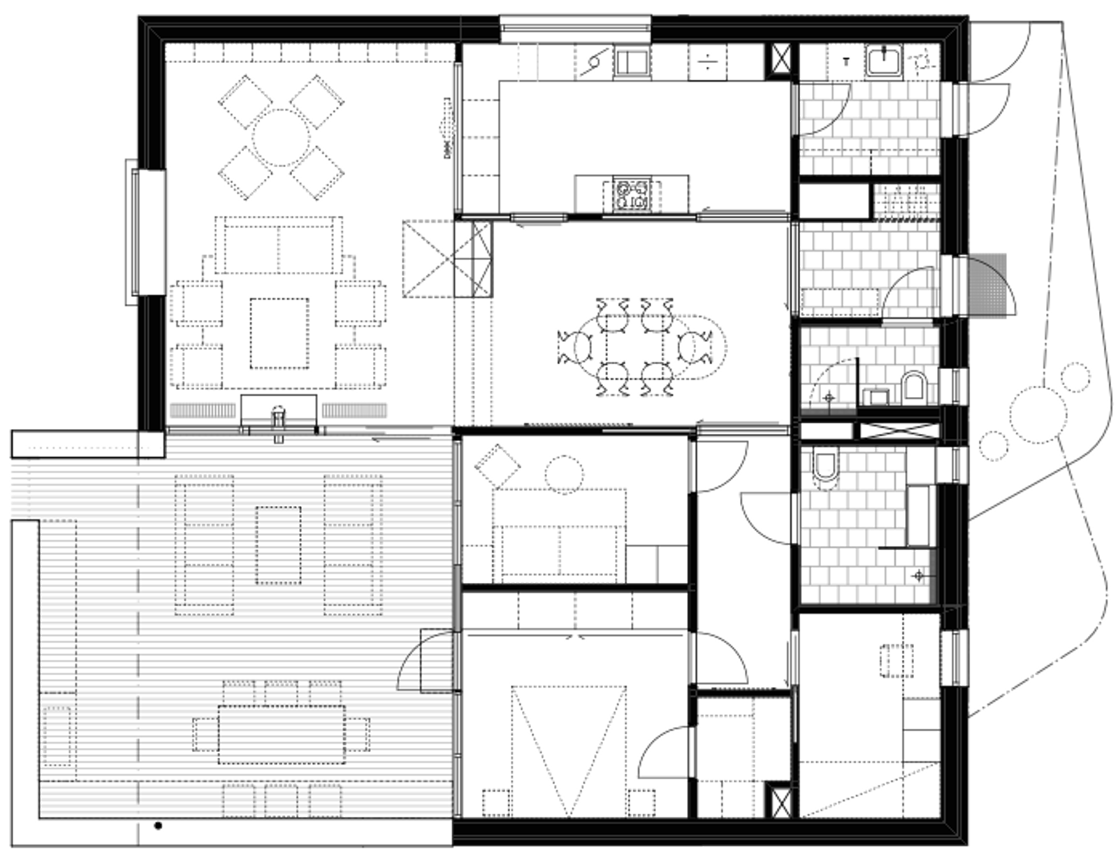 Plantegning av bolighus, første etasje. Arkitekt tegning.