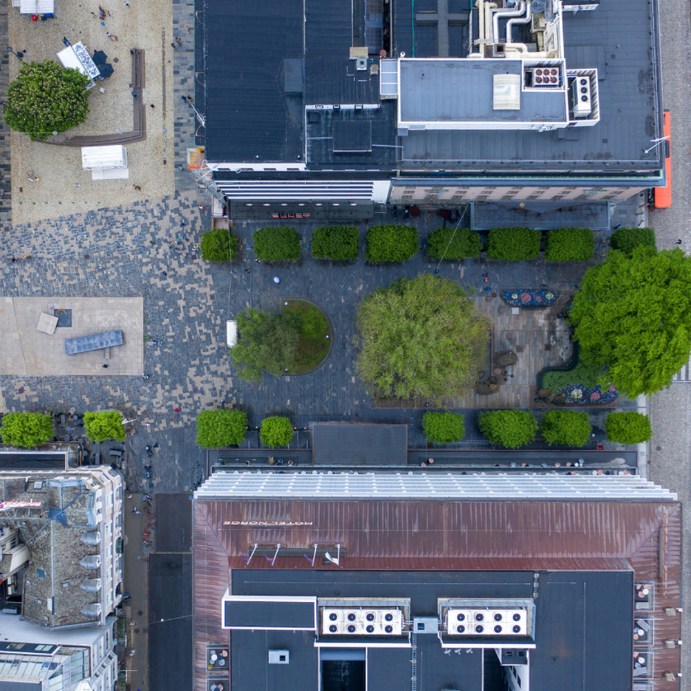 Dronefoto av Ole Bulls Plass, Bergen