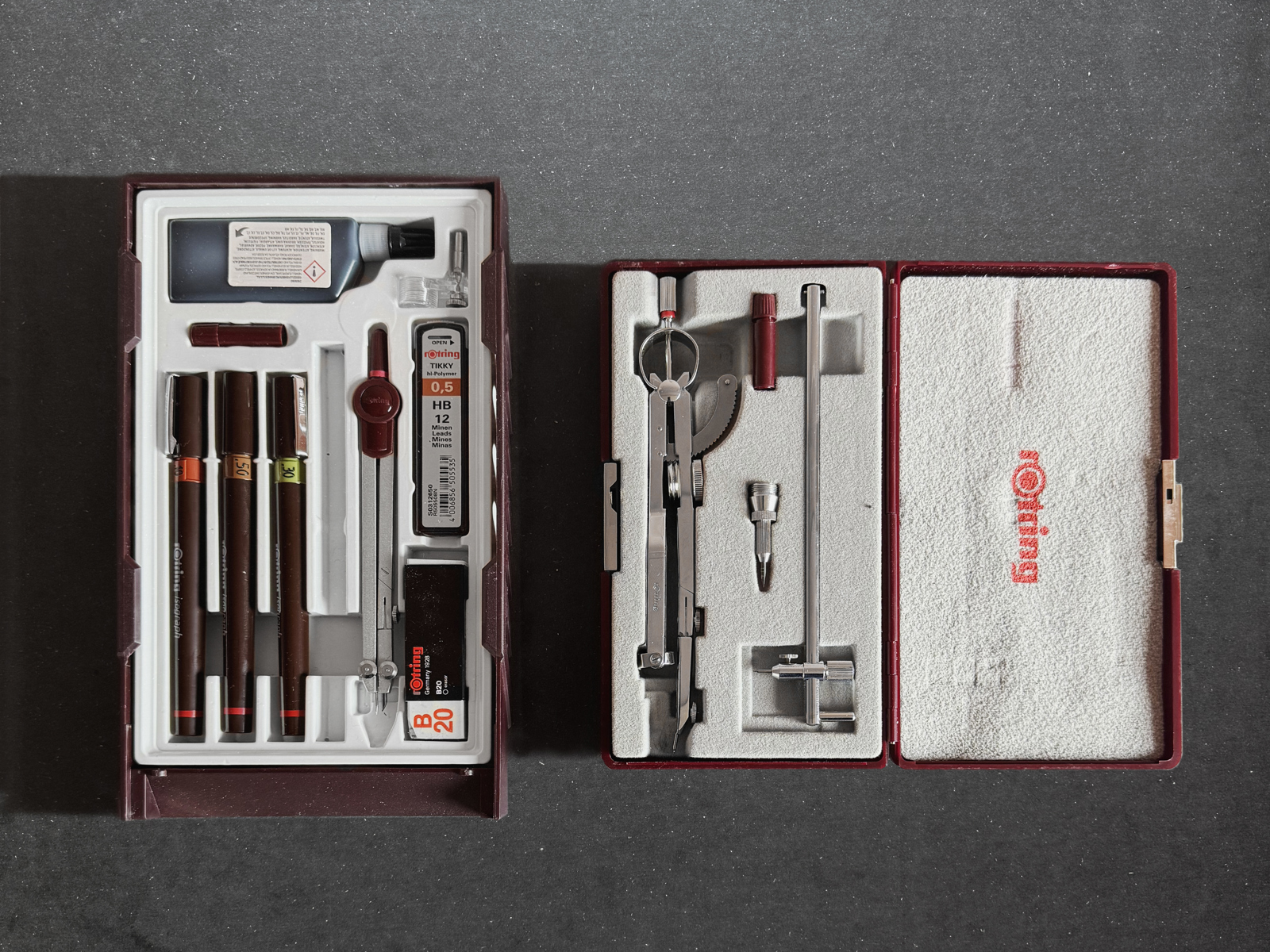 Foto av teknisk tegnesett.