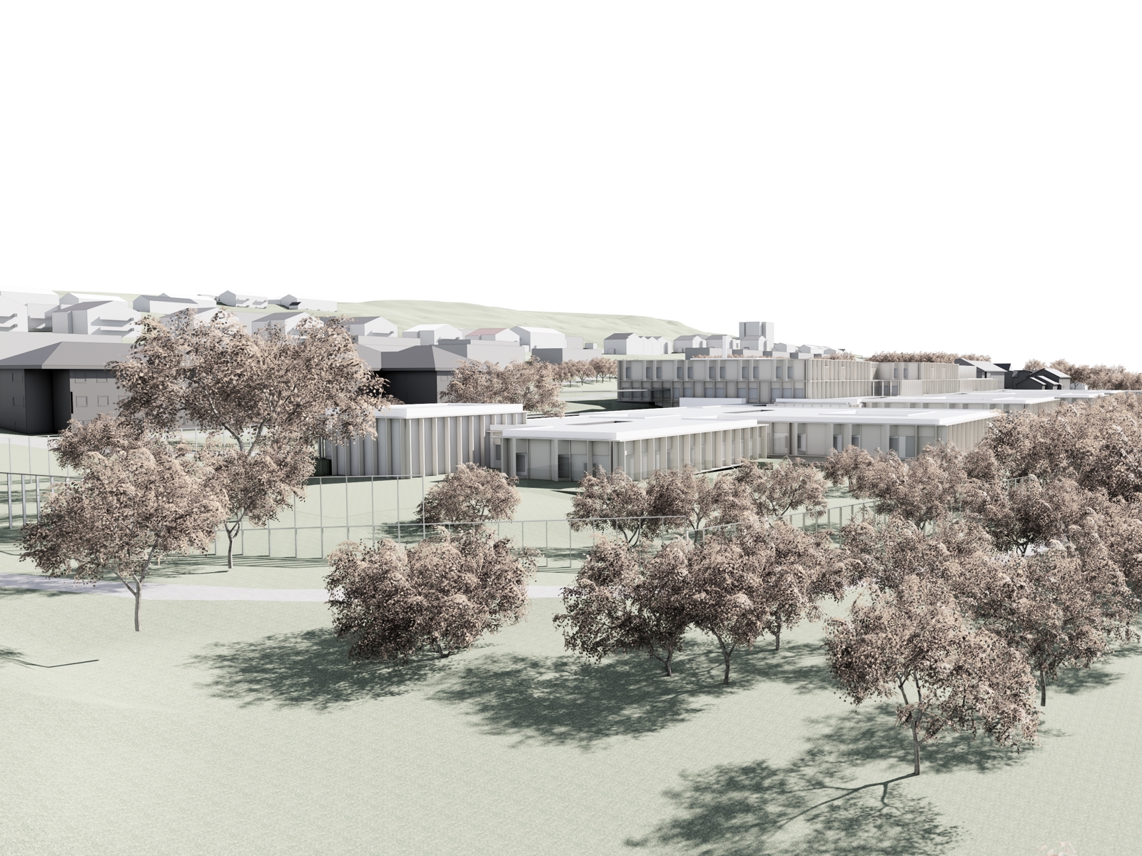 Universitetssykehuset Nord-Norge Åsgård sett fra nord. Illustrasjonene er fra konseptfasen.