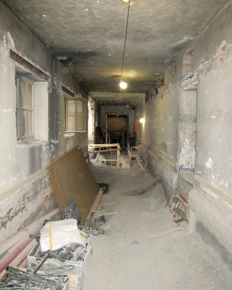 Korridor under bygging. Foto.