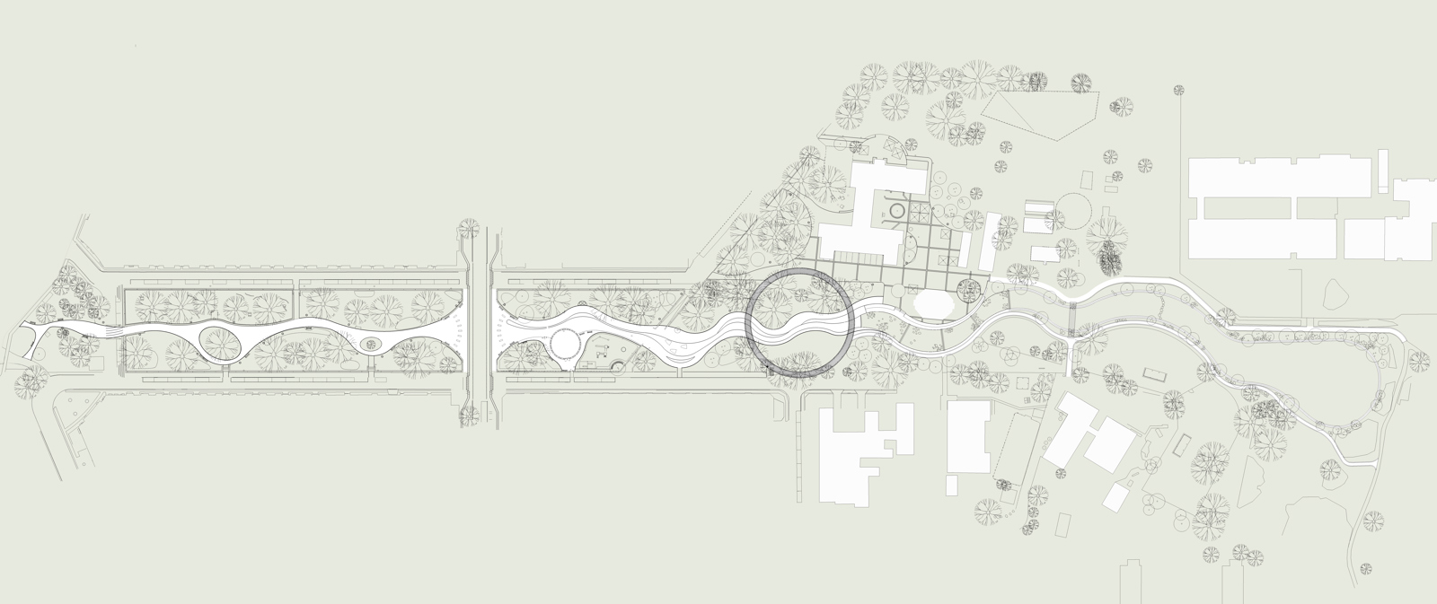 Plan over grøntområde, arkitekt tegning.