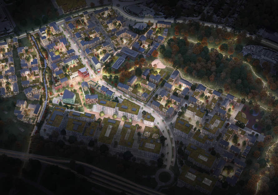 Illustrasjon av planer for området Sluppen i Trondheim