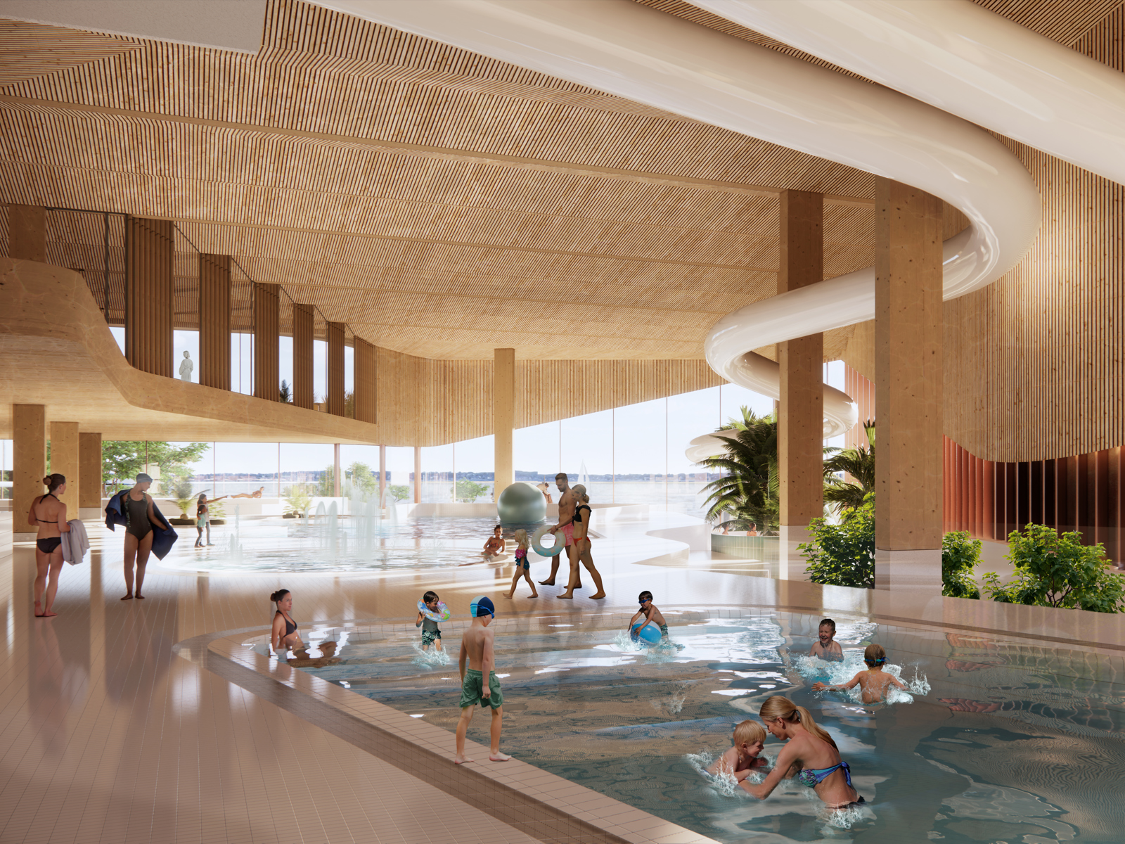 Illustrasjon av det nye badeanlegget Oceanbadet i Helsingborg i Sverige.