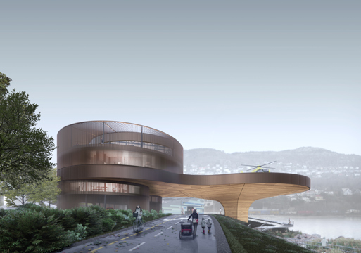 Illustrasjon av ny helikopterbase i Bergen