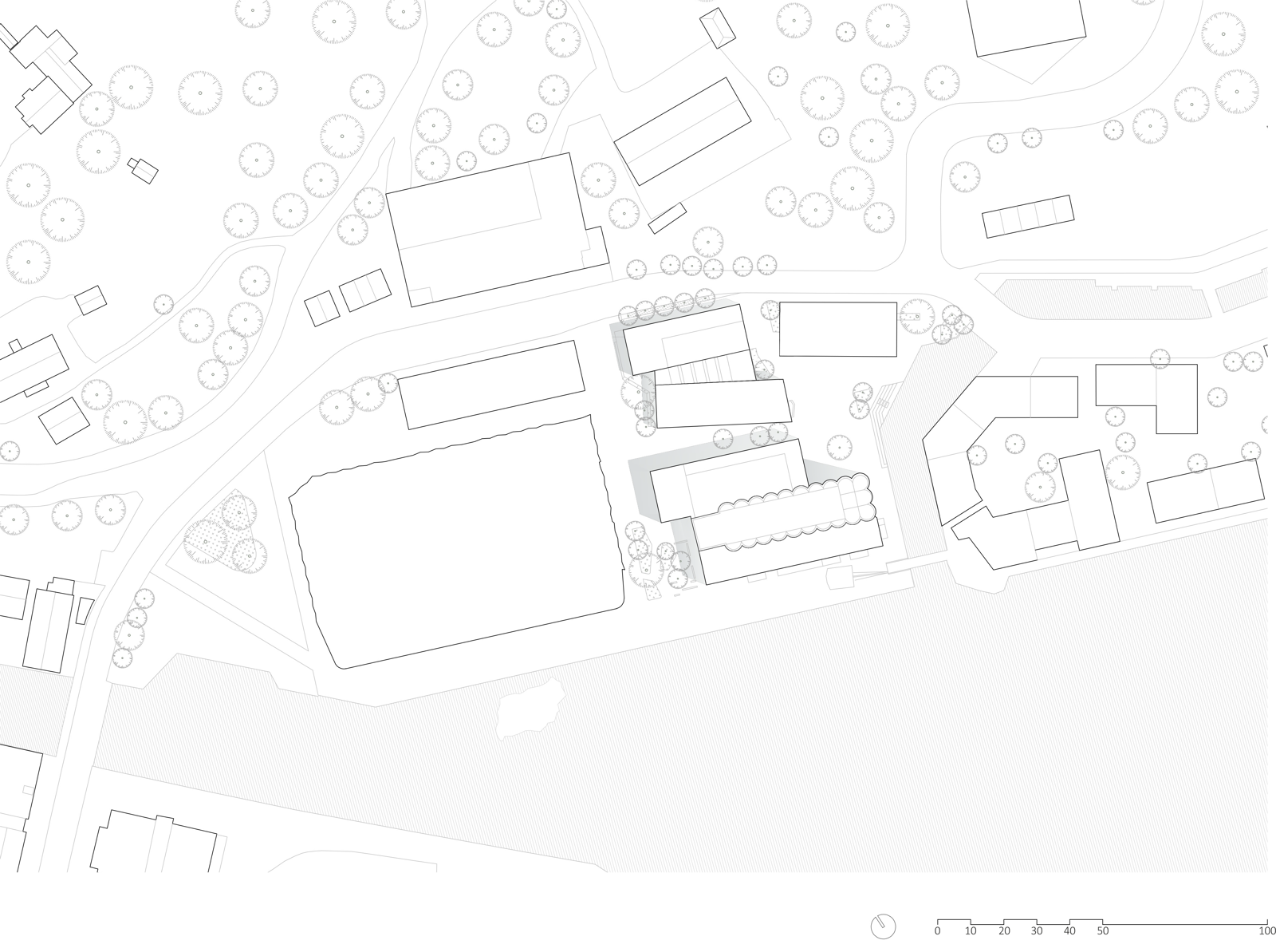Situasjonsplan av Kunstsiloen i Kristiansand. Arkitekt tegning.