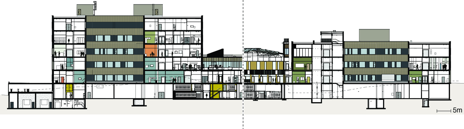 Snitt gjennom Oslo Storbylegevakt. Arkitekt tegning.
