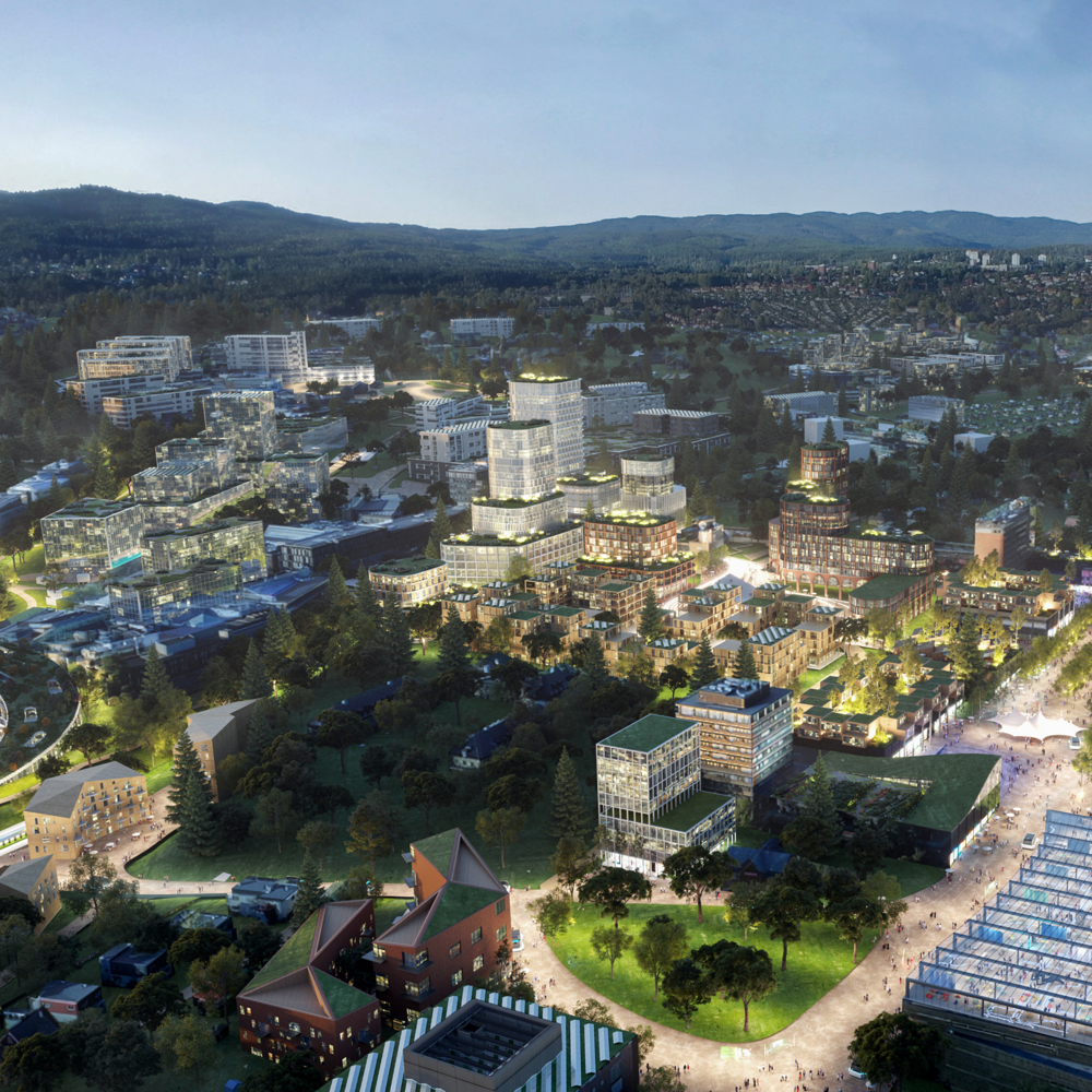Mulighetsstudie for et utvidet universitet-, forskning- og næringsområde i Oslo. Illustrasjon.