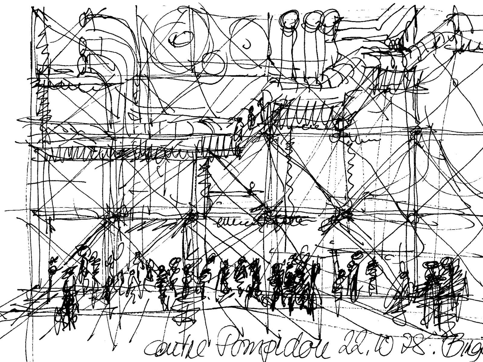 Tegning av Pompidou