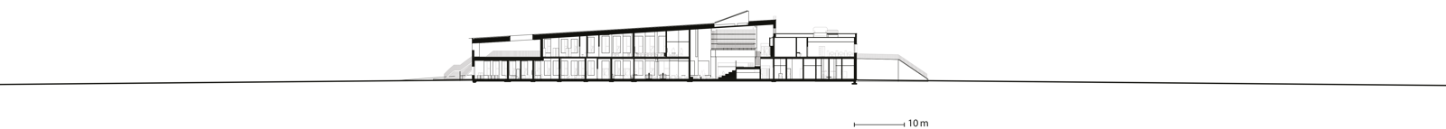 Snitt tegning av skole på to etasjer, arkitekt tegning.