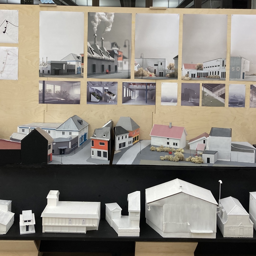 Presentasjon av «Sirens of Sauda», Ask Olsson Aabø og Carl Daniel Romm, diplomstudenter ved Arkitektur- og designhøgskolen i Oslo. Fra diplomutstilling, januar 2023.