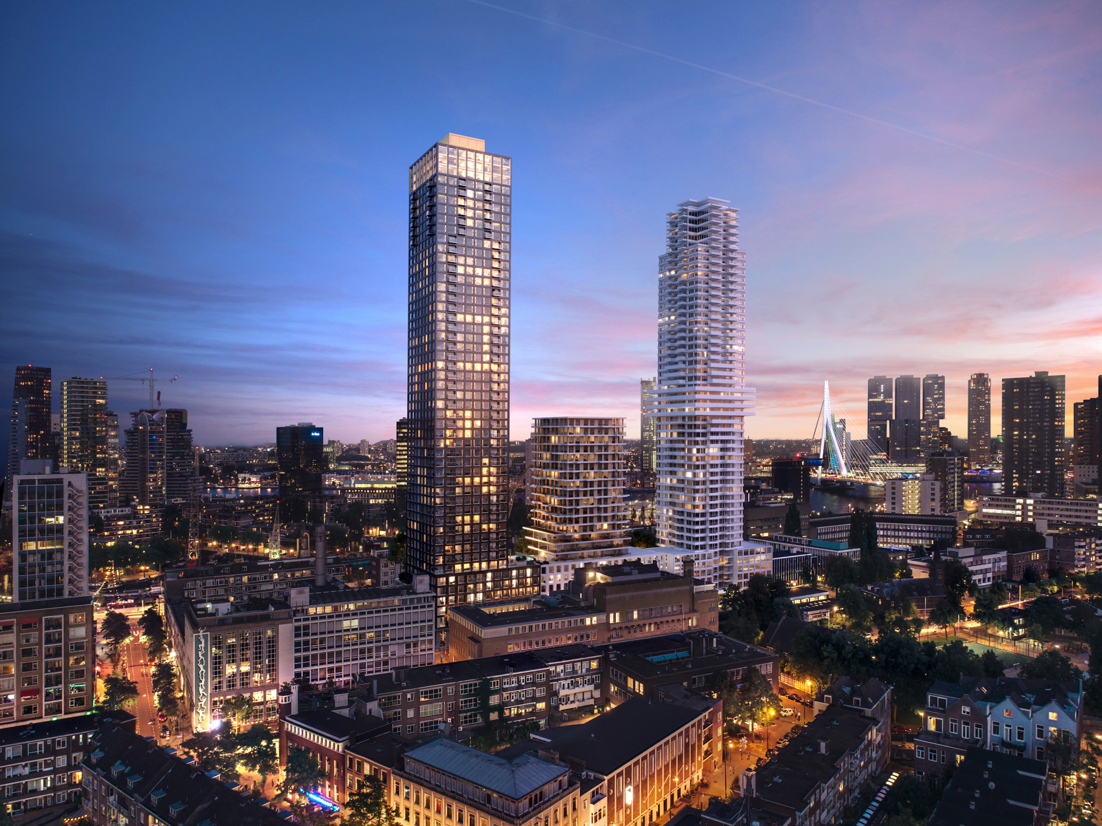 I Rotterdam ser jeg så mange gode eksempler på høyhus, med god bokvalitet og som gir noe tilbake til byen, sier Johanne Borthne. Her illustrasjon av Baan Tower i sentrum av Rotterdam, tegnet av Powerhouse Company, hvor Borthne selv er partner.