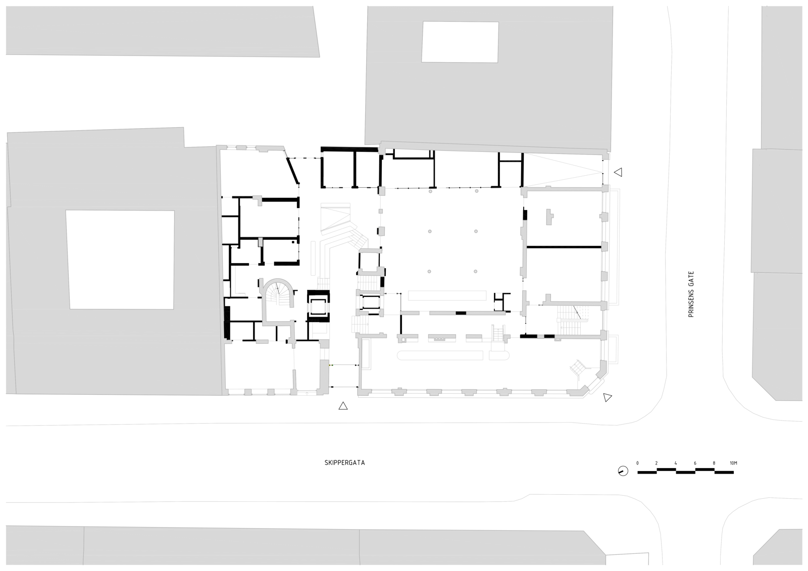 Første etasje plan av pressens hus. Teknisk tegning.