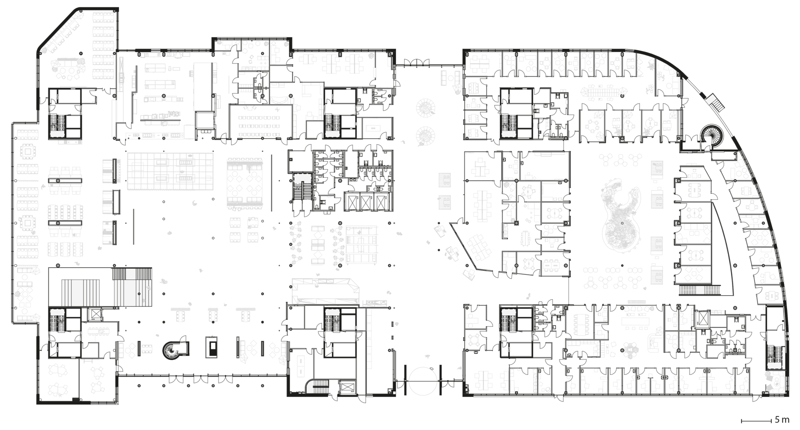 Plan av næringsbygg. Arkitekt tegning.
