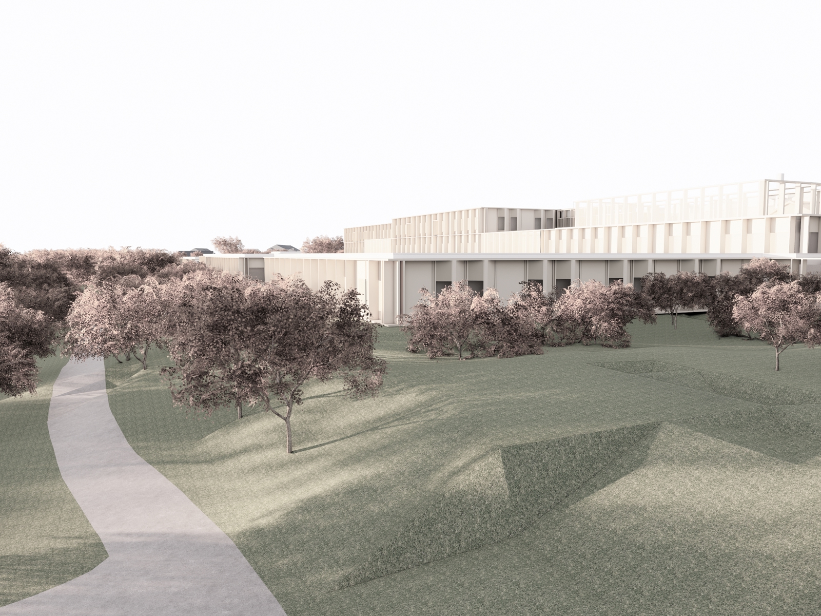 Universitetssykehuset Nord-Norge Åsgård settfra sør. Illustrasjonene er fra konseptfasen.