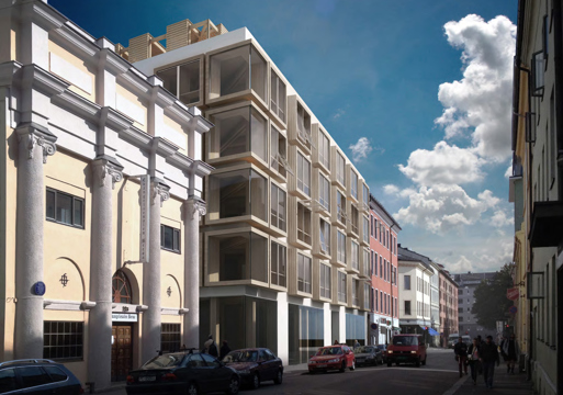 Even Småkasin og Eskil Frøyen Nybø: Studentprosjekt for en tilpasningsdyktig, urban trebygning. (AHO 2014)