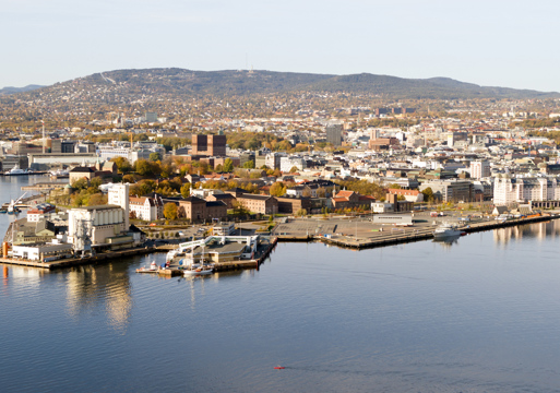 Luftfoto av Vippetangen i Oslo