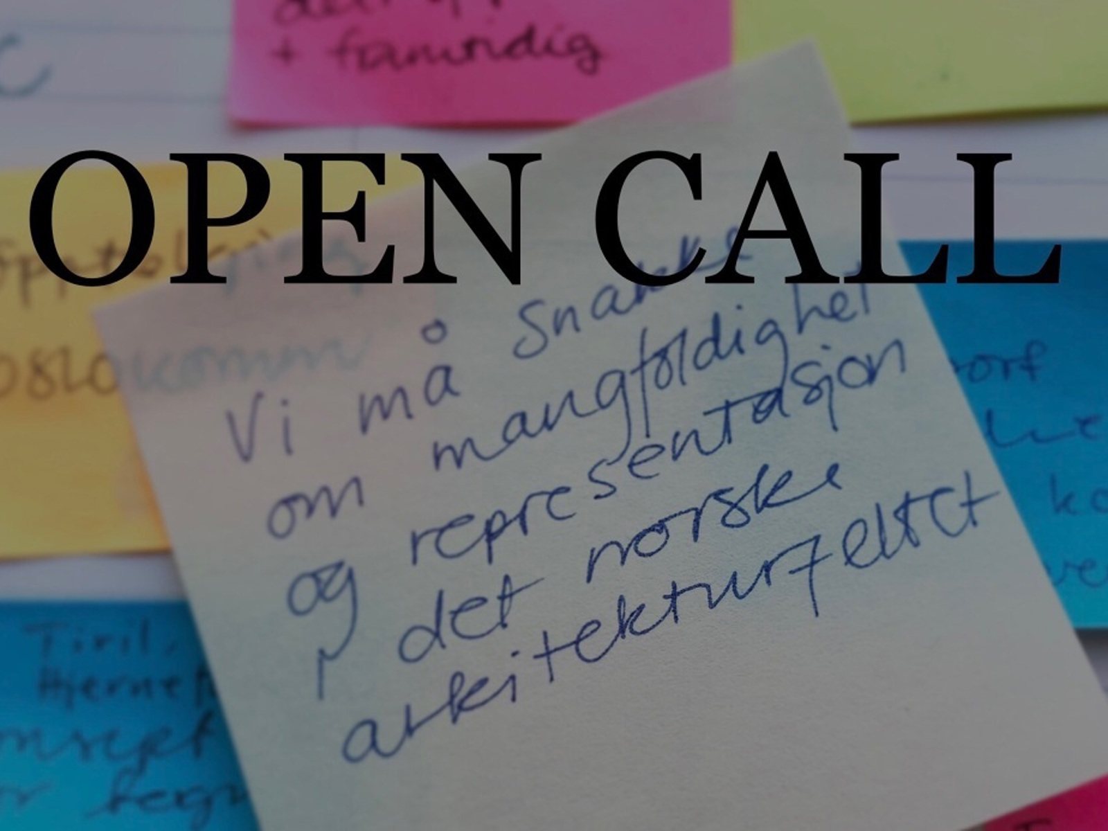 Illustrerende foto med teksten OPEN CALL.