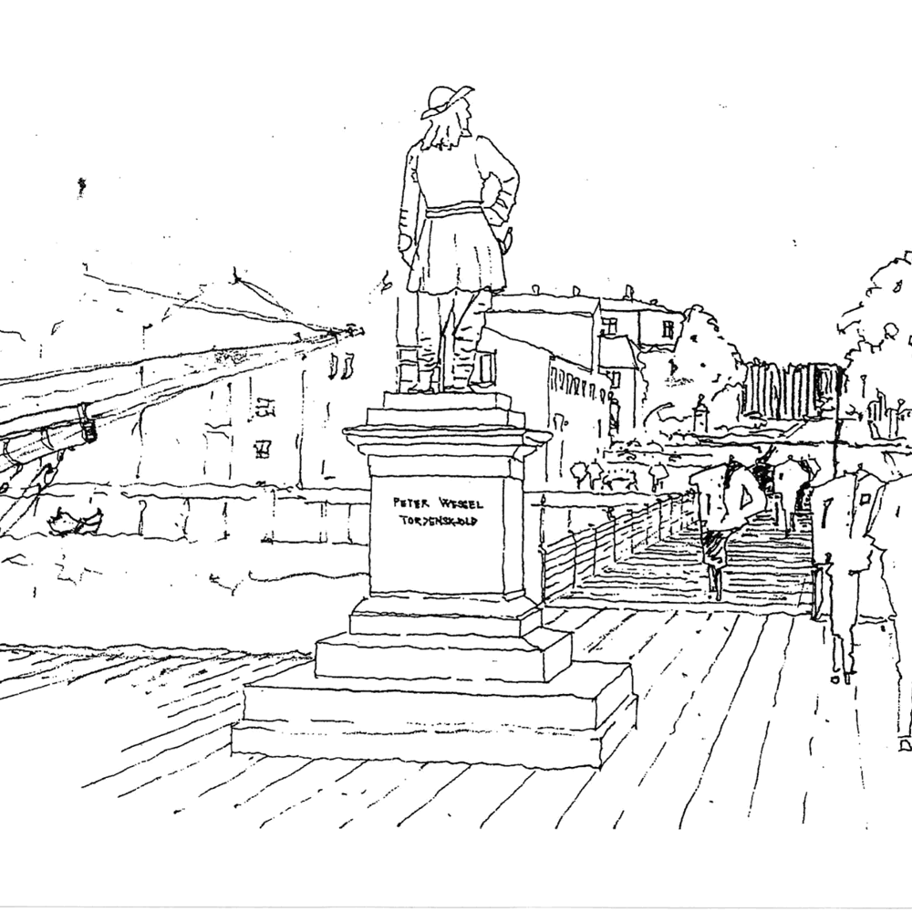 Tegning av Tordenskjold statue