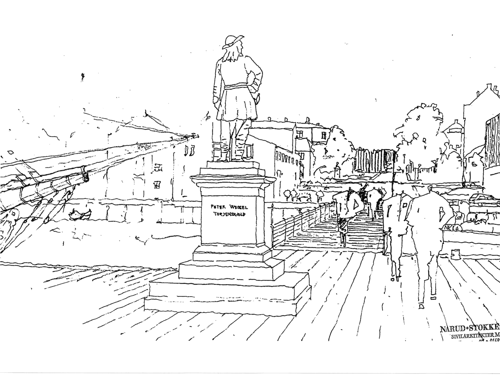 Tegning av Tordenskjold statue