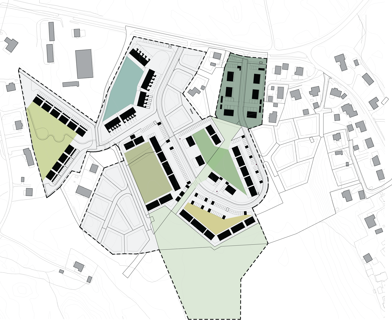 Plan for et boligområde. Arkitekt tegning.