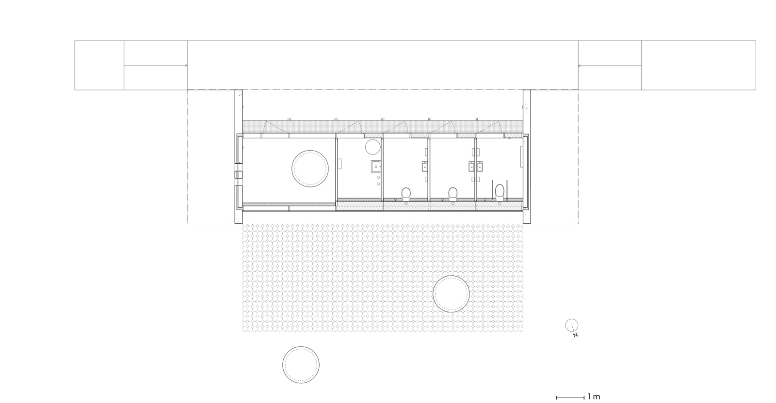 Plan av servicebygg. Arkitekt tegning.