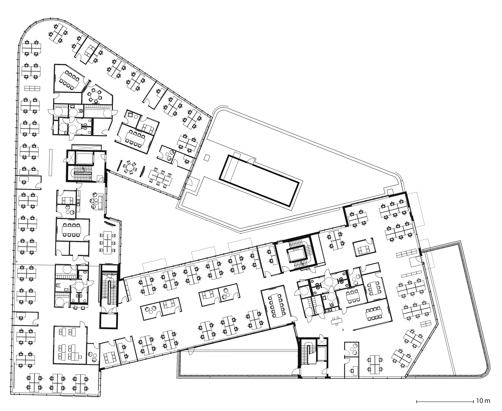 Plantegning av kontorlokaler. Arkitekt tegning.