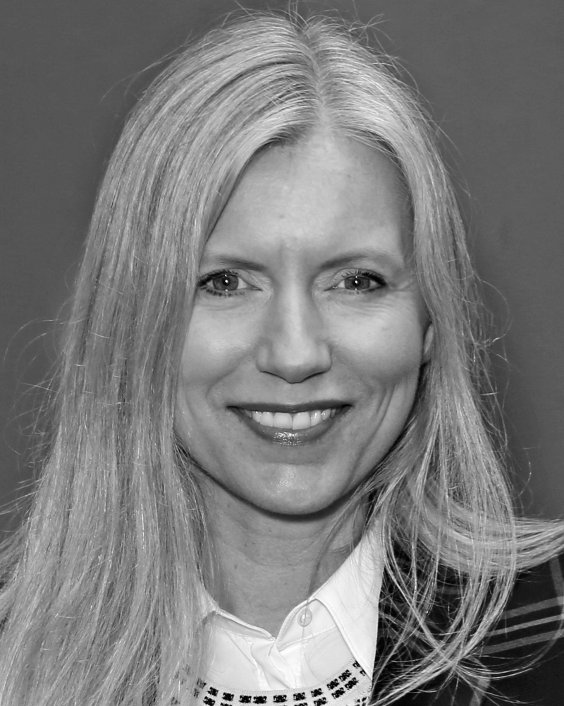 Portrett av Grethe Løland, svart hvitt. Foto.