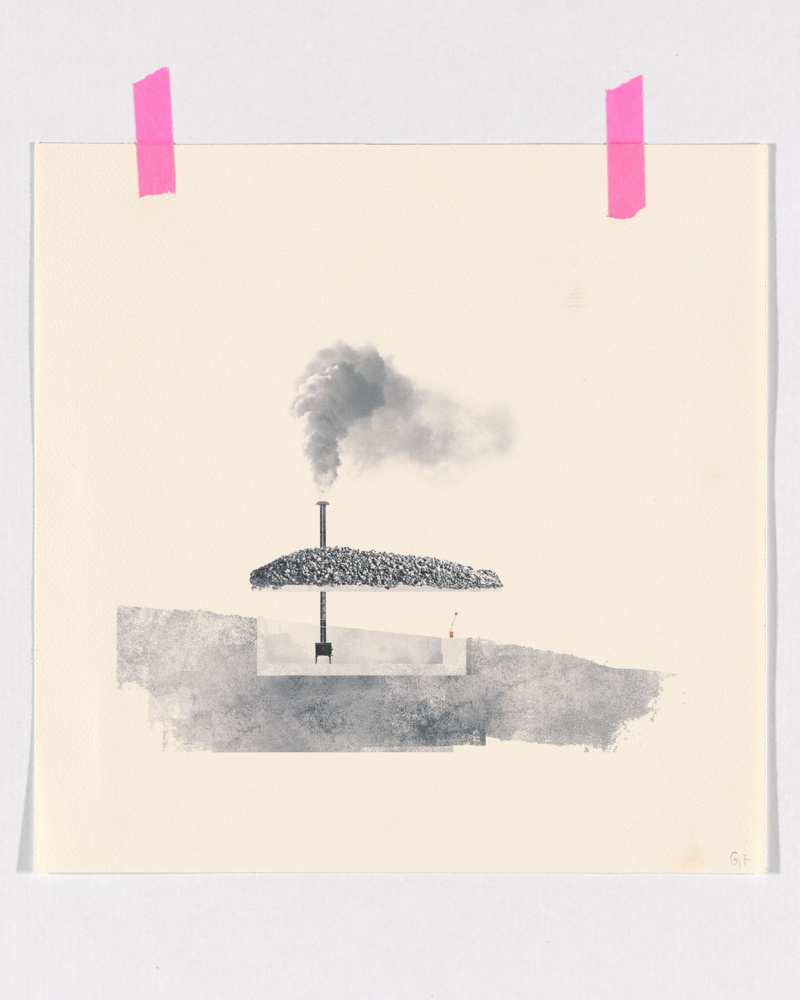 Tegning teipet på en vegg med rosa teip. Foto.