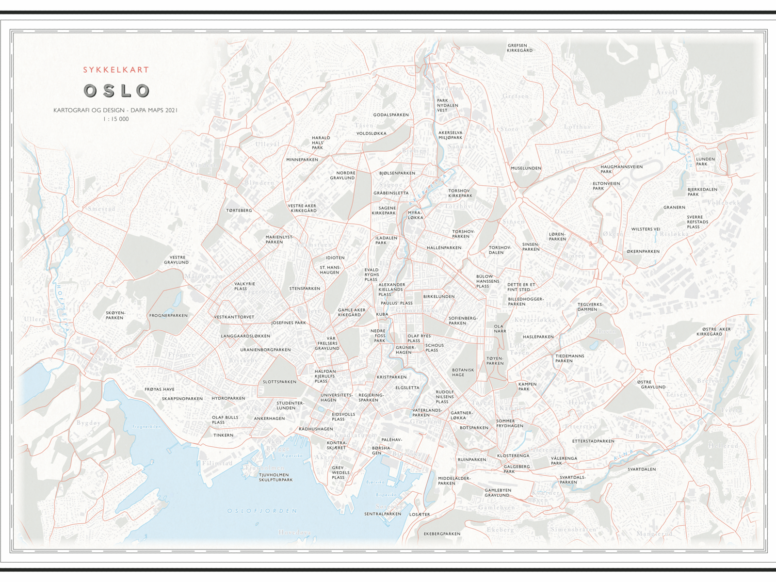 Kart over Oslo. Illustrasjon.