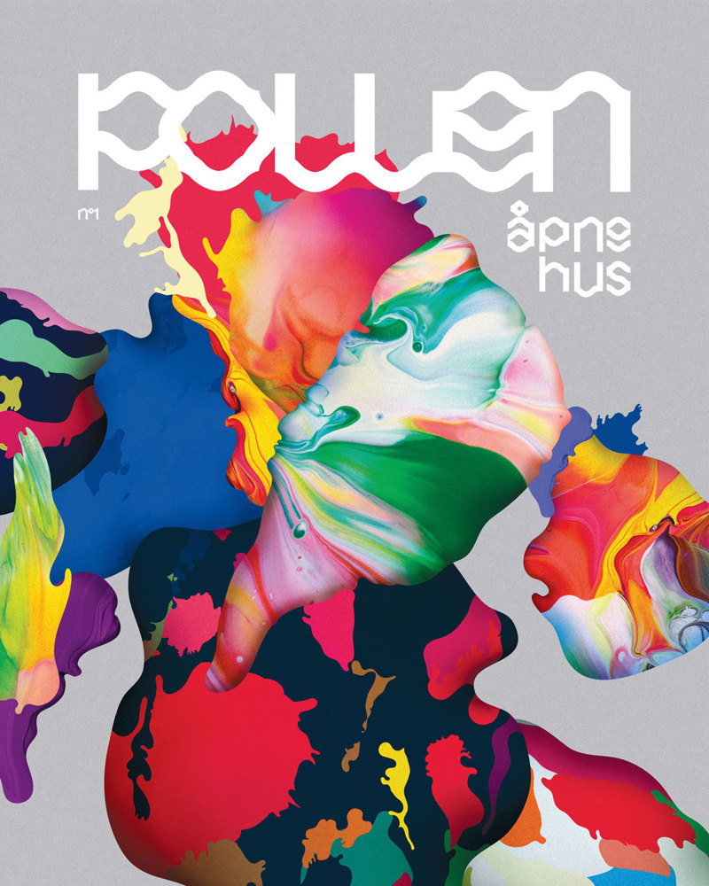 Fargerik illustrasjon, tekst i hvit. Grafisk design.
