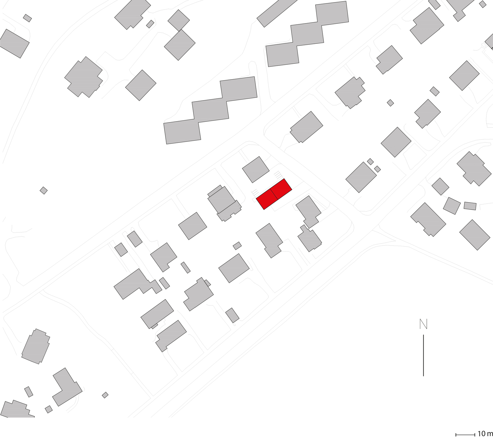 Situasjonsplan av bolighus i nabolag kontekst. Arkitekt tegning.