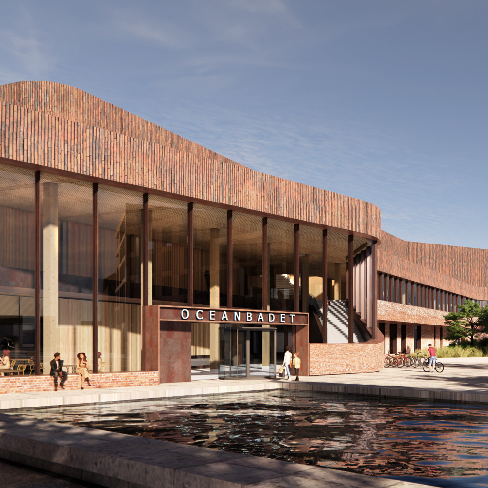 Illustrasjon av det nye badeanlegget Oceanbadet i Helsingborg i Sverige.