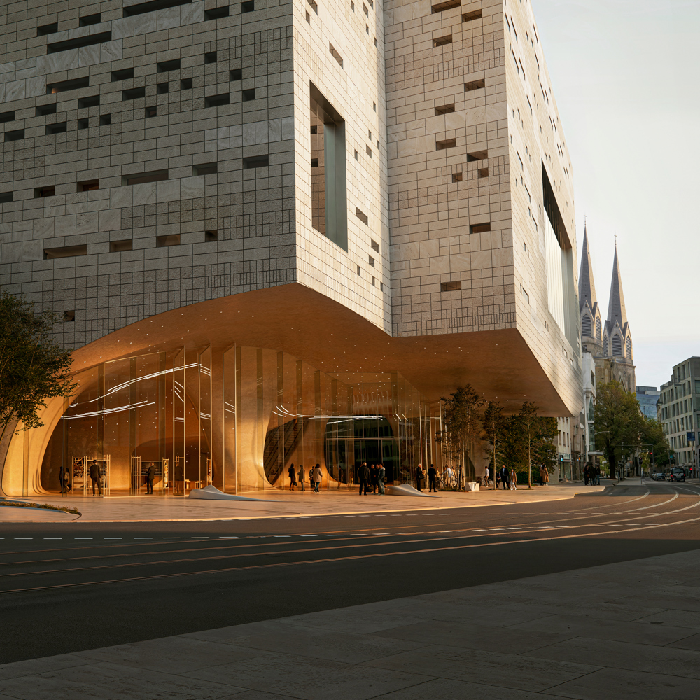 Oper am Rhein i Düsseldorf. Illustrasjon.