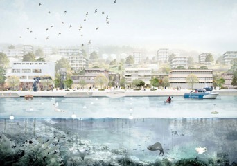 Frittstående leilighetsbyggene gir lys, luft og sjøutsikt, vinnerforsalg. Illustrasjon.