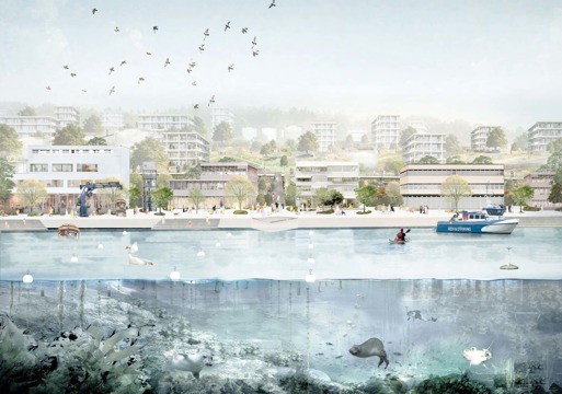 Frittstående leilighetsbyggene gir lys, luft og sjøutsikt, vinnerforsalg. Illustrasjon.