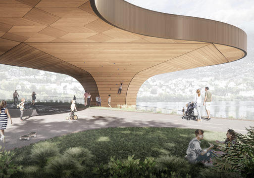 Illustrasjon av ny helikopterbase i Bergen