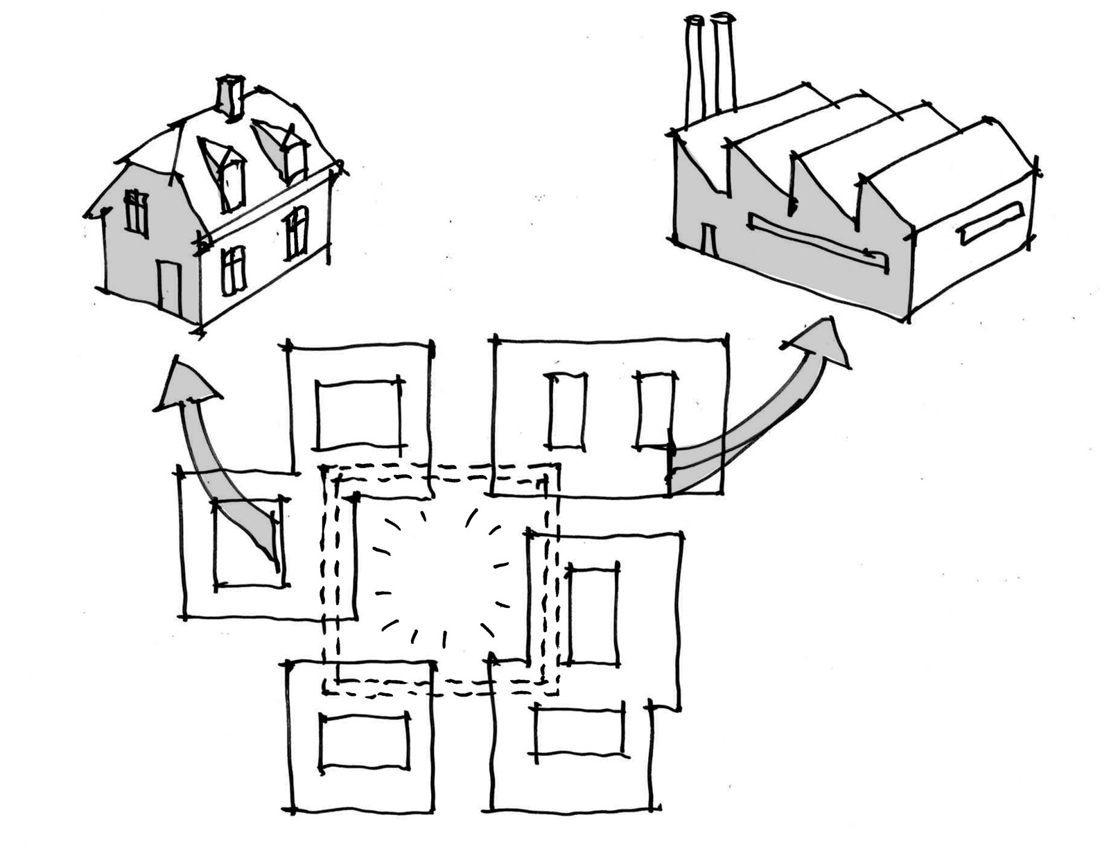 Håndtegnet diagram som viser funksjons plassering i Stavanger universitetssykehus.