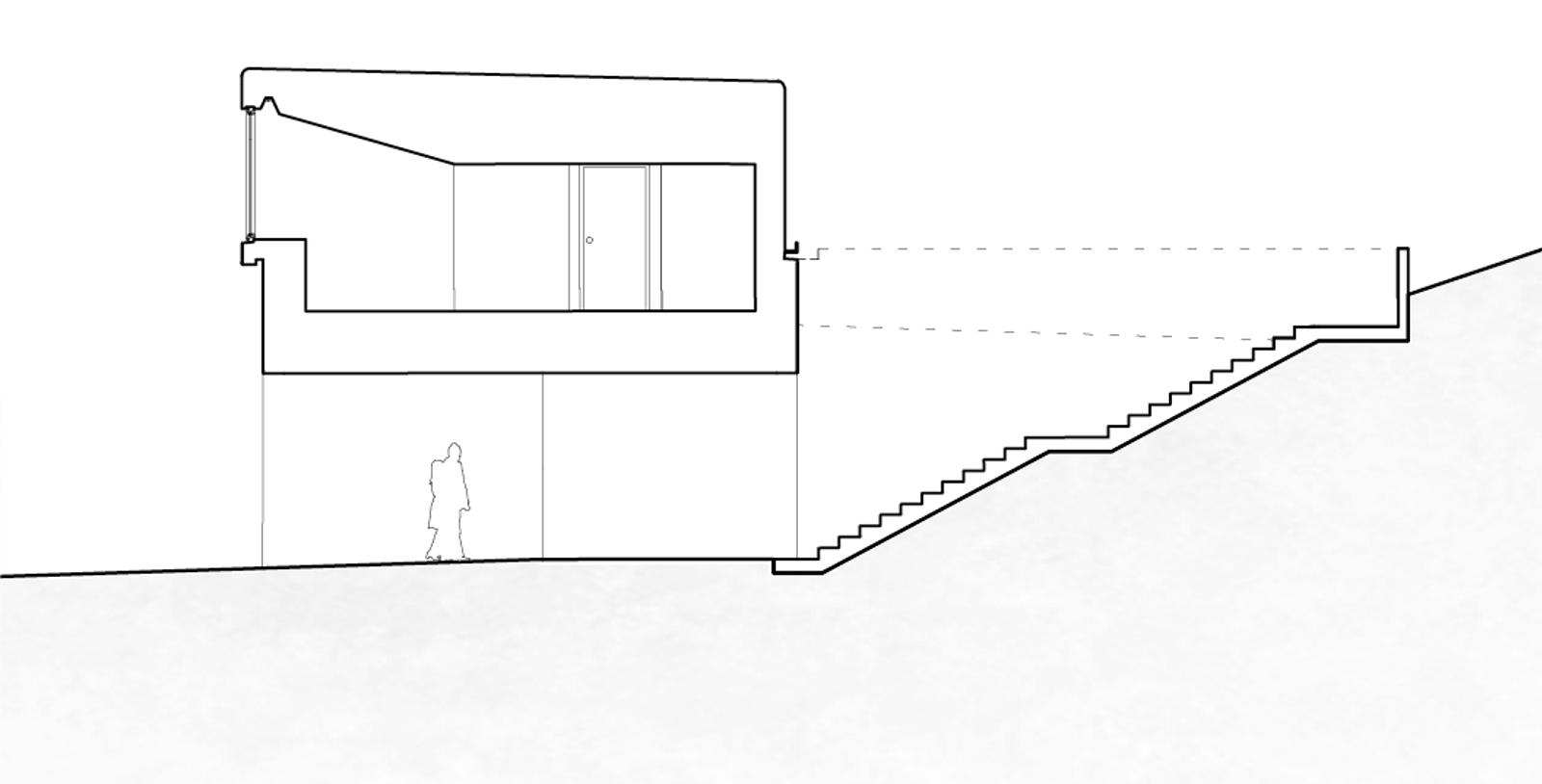 Snitt av hotell. Arkitekt tegning.