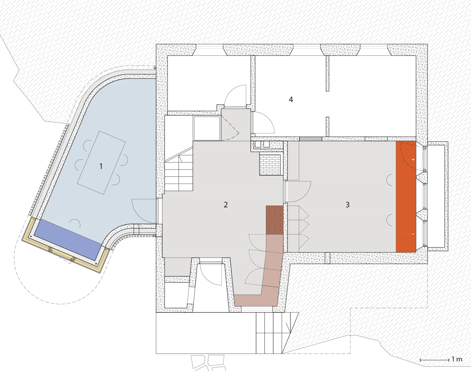 Plan av enebolig. Arkitekt tegning.