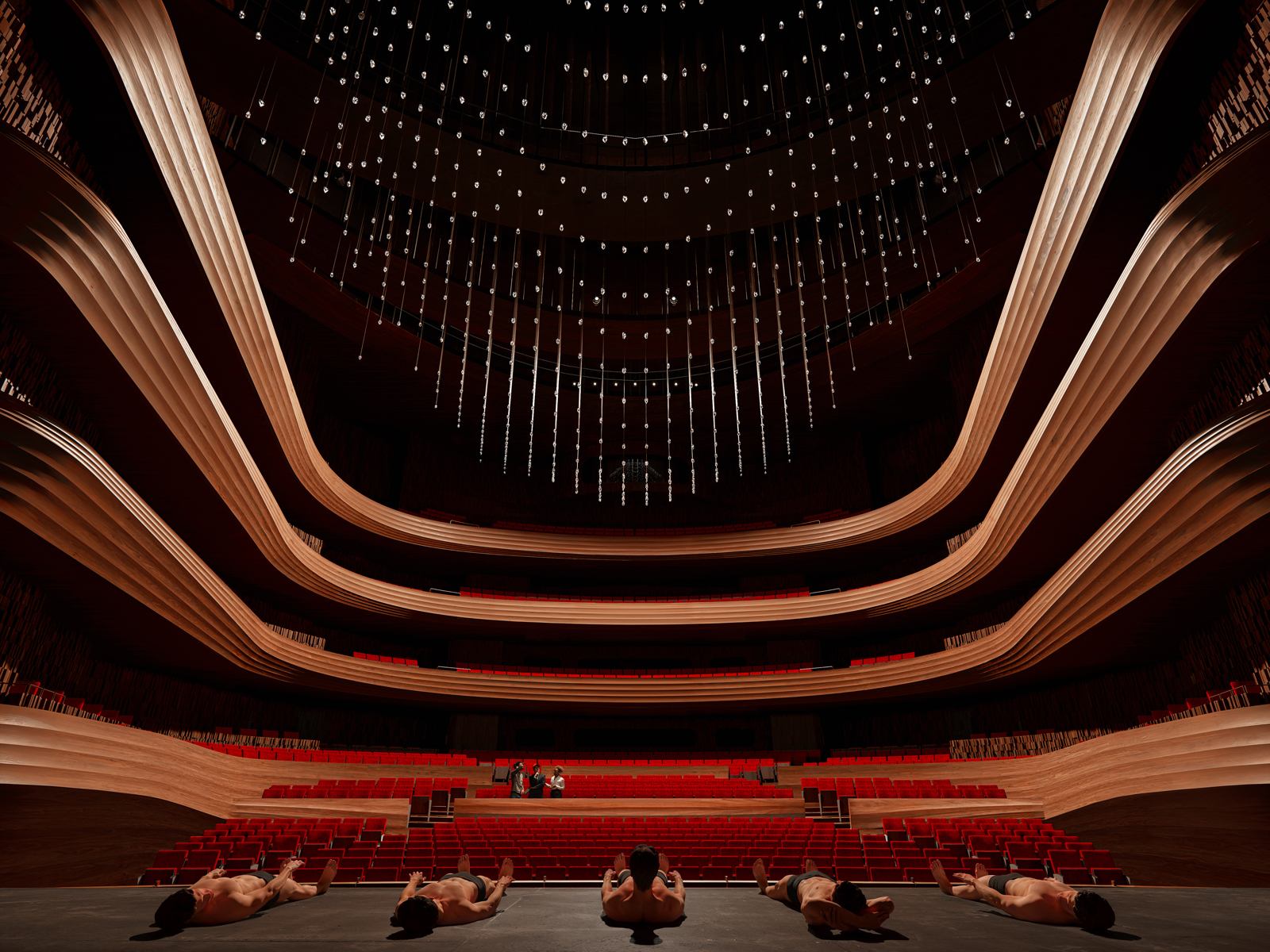 Oper am Rhein i Düsseldorf. Illustrasjon.