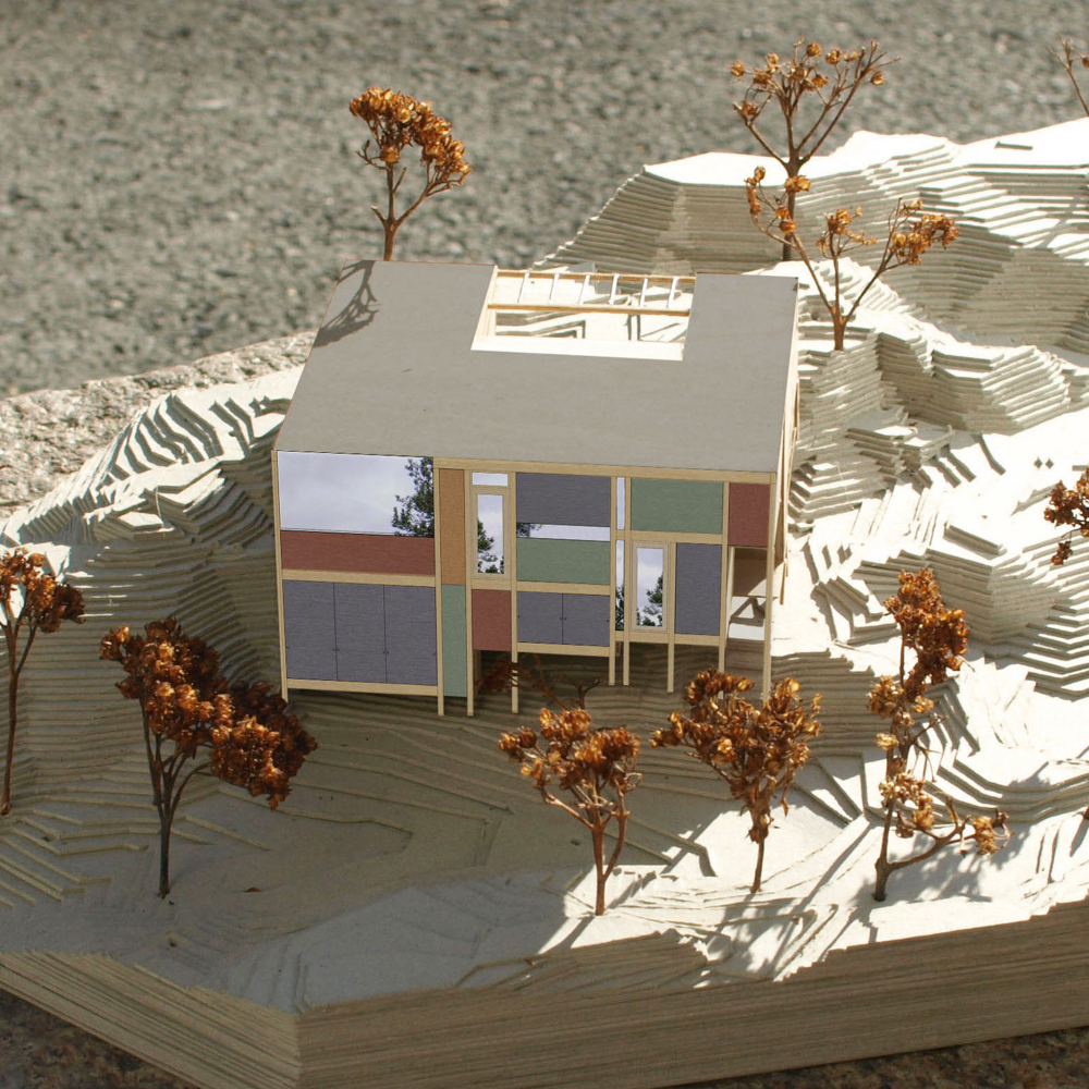 Arkitekt modell av hytte. Modell foto.