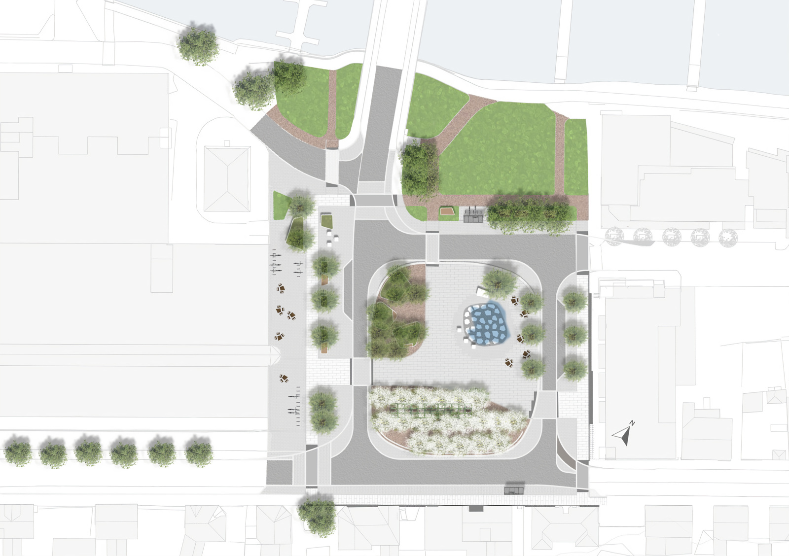Situasjonsplan over Franklintorget. Landskapsarkitektur tegning.
