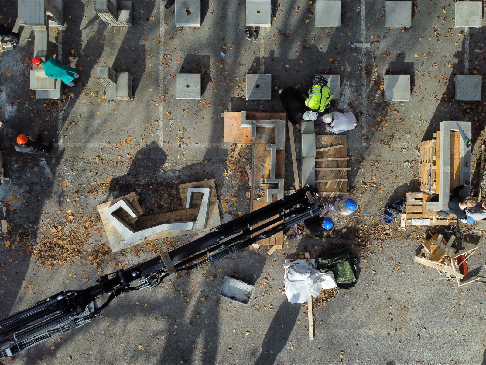 Foto av bymøblene tatt fra droneperspektiv.