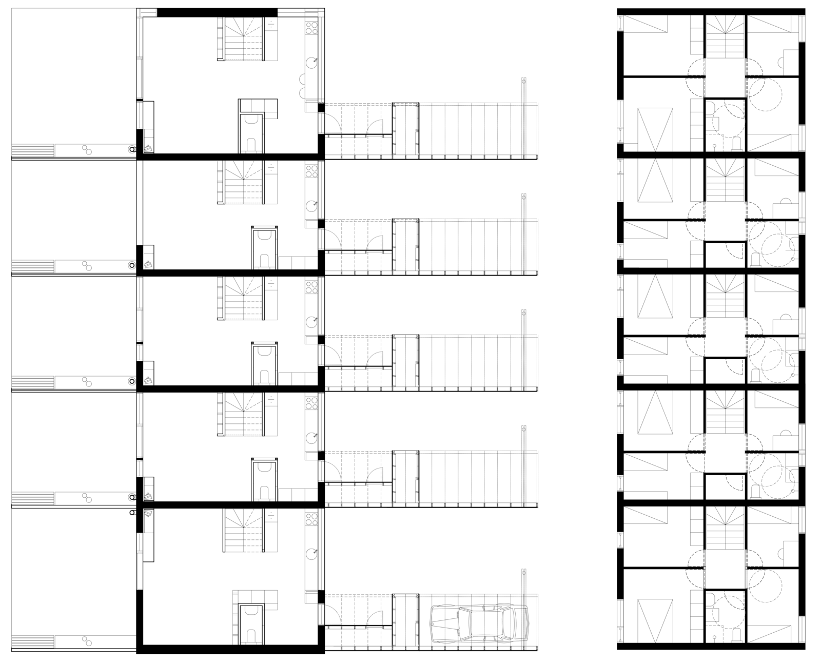 Plantegninger av rekkehus. Arkitekt tegning.