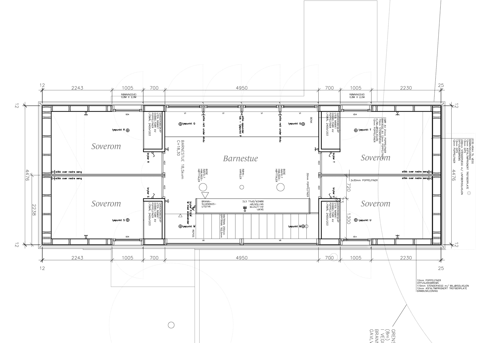 Plantegning av enebolig, arkitekt tegning.