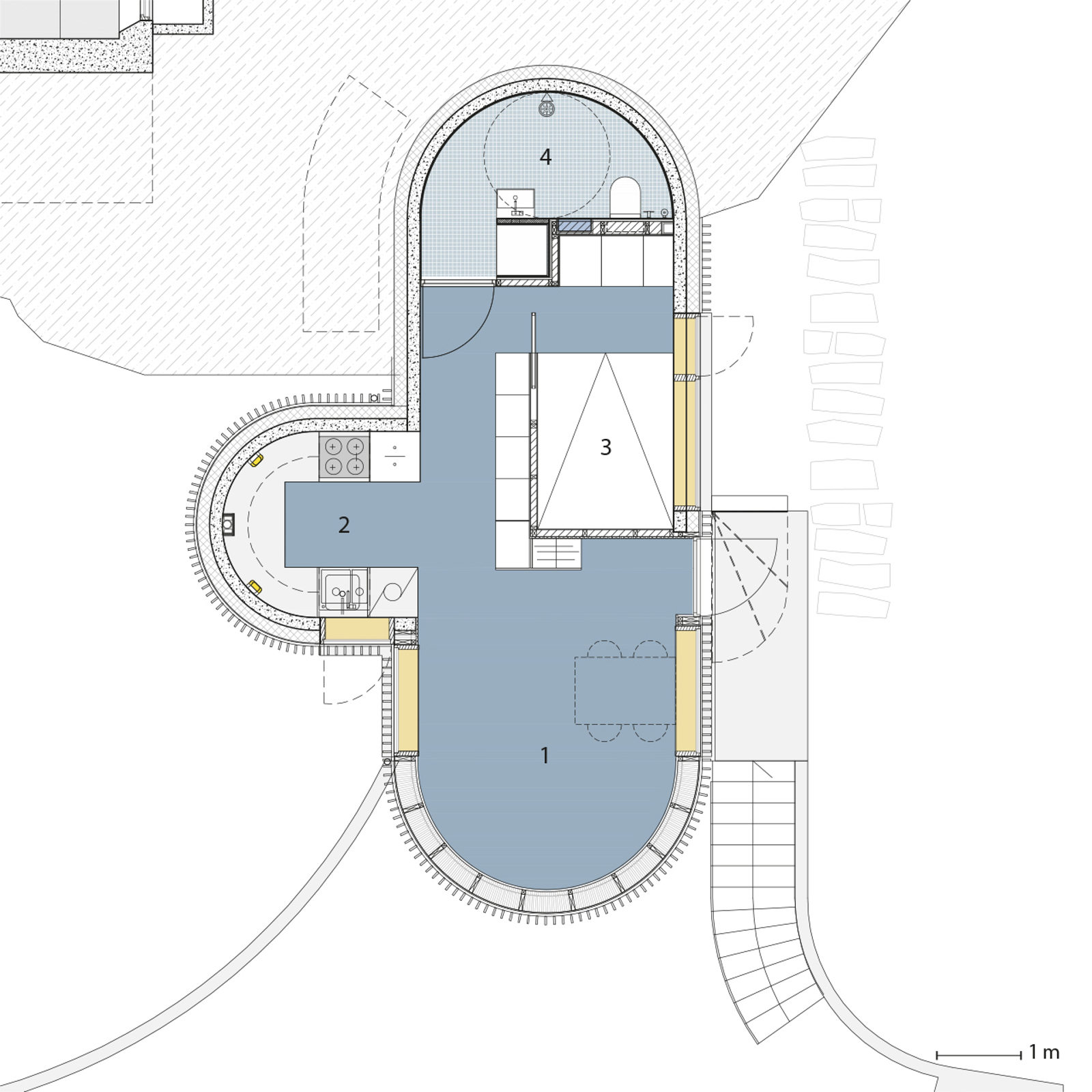 Plan av enebolig. Arkitekt tegning.